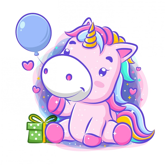 Lindo unicornio celebración feliz cumpleaños