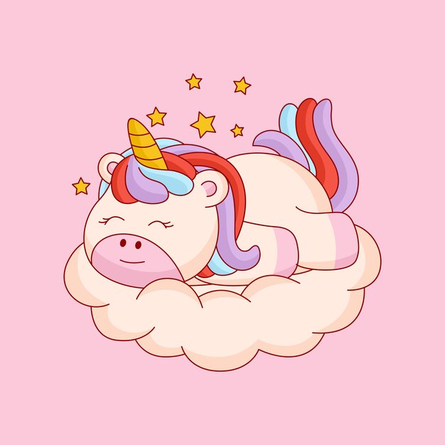Lindo unicornio escuchando música con ilustración de vector de dibujos animados de auriculares