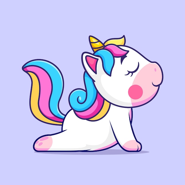 Lindo Unicornio Estiramiento Dibujos Animados Vector Icono Ilustración Animal Deporte Icono Concepto Aislado Plano