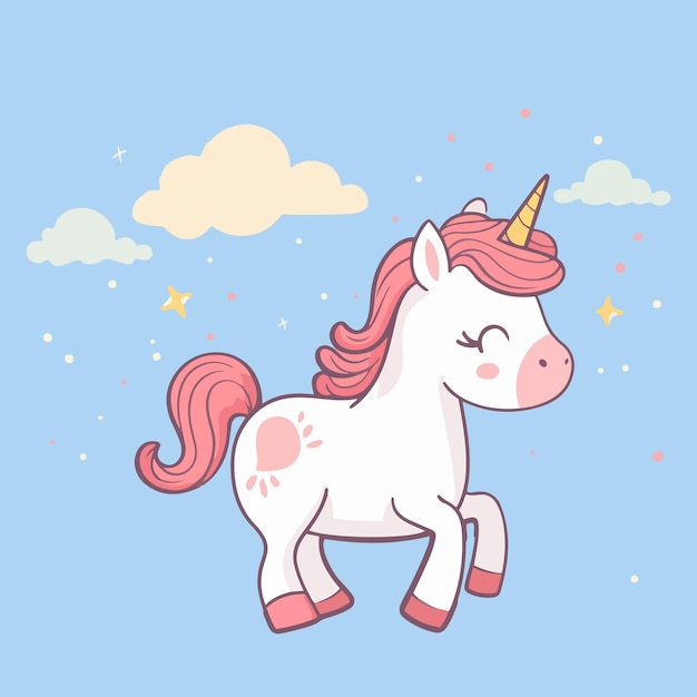 el lindo unicornio ilustración estilo dibujos animados