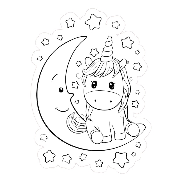 El lindo unicornio en la luna