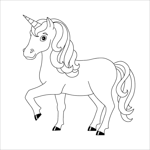 Lindo unicornio mágico hada caballo página de libro para colorear para niños