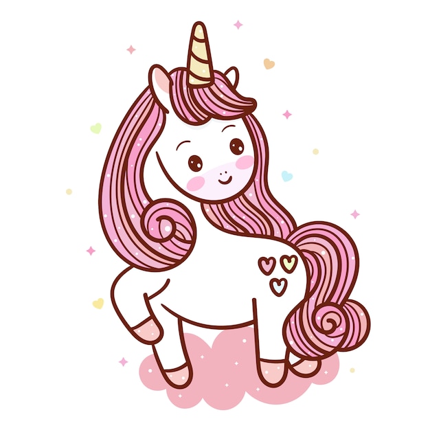 Lindo unicornio en nube pastel