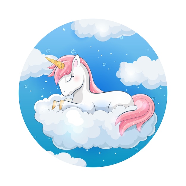 lindo unicornio con nube