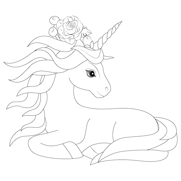 Lindo unicornio página para colorear