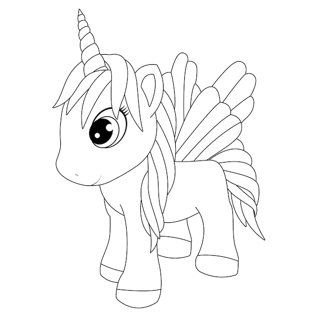 Vector lindo unicornio página para colorear