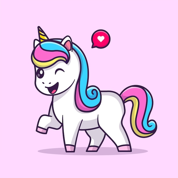 Lindo Unicornio Pie Dibujos Animados Vector Icono Ilustración Animal Naturaleza Icono Concepto Aislado Plano