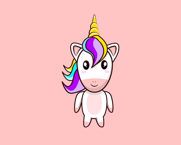 lindo unicornio pie vector icono ilustración