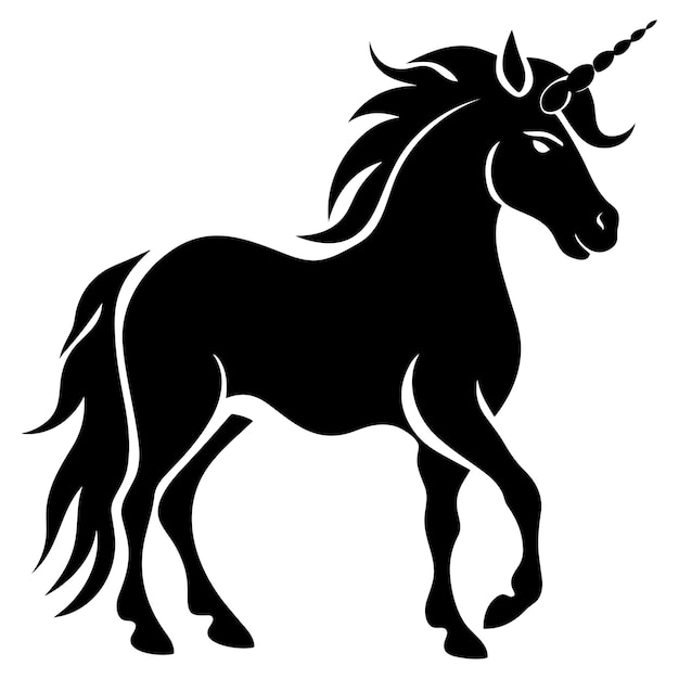 Lindo unicornio silueta negra