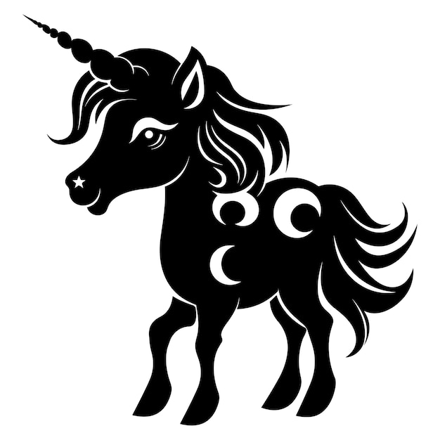 Lindo unicornio silueta negra