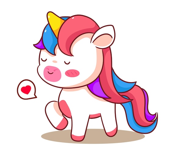 Lindo Unicornio Vector de dibujos animados Adorable y Kawaii Diseño conceptual de animales Estilo dibujado a mano