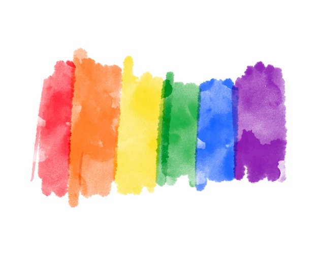 Lindo vector artístico arco iris acuarela pintura texturizada rayas de colores en color de la comunidad lgbt