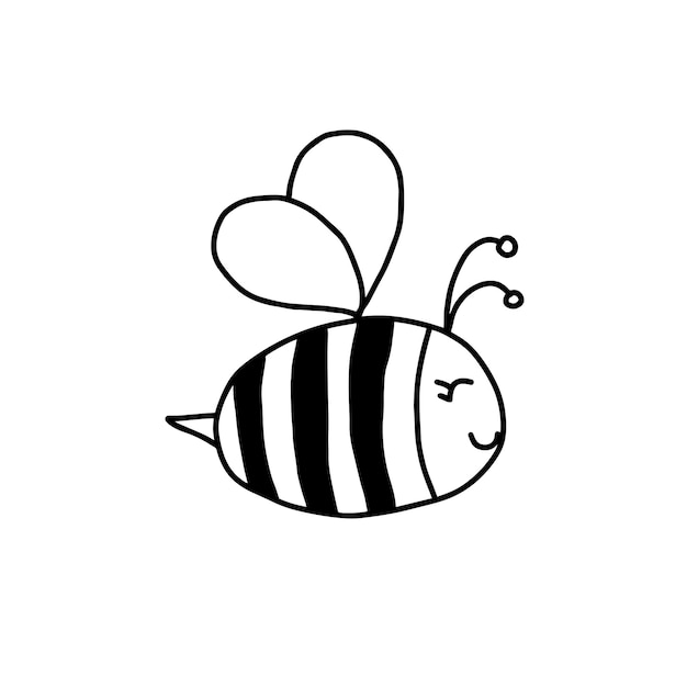 Lindo vector de dibujos animados de abeja aislado ilustración vectorial