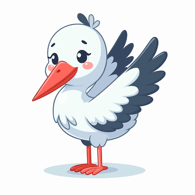 lindo vector de dibujos animados pelícano sobre fondo blanco