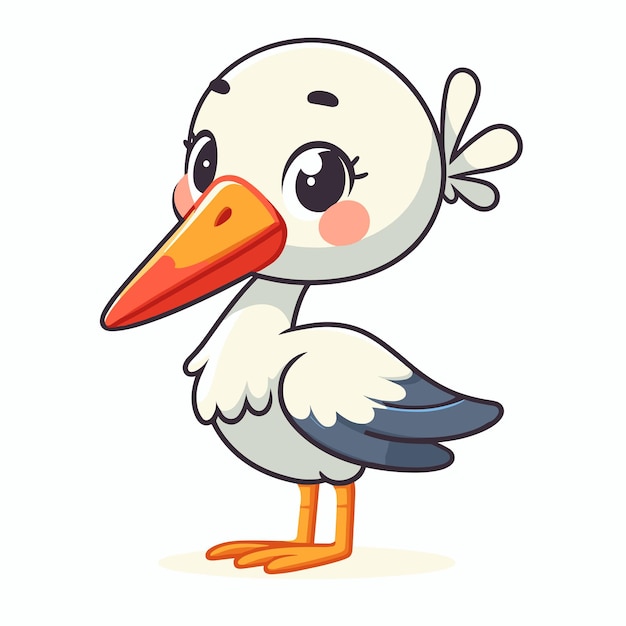lindo vector de dibujos animados pelícano sobre fondo blanco