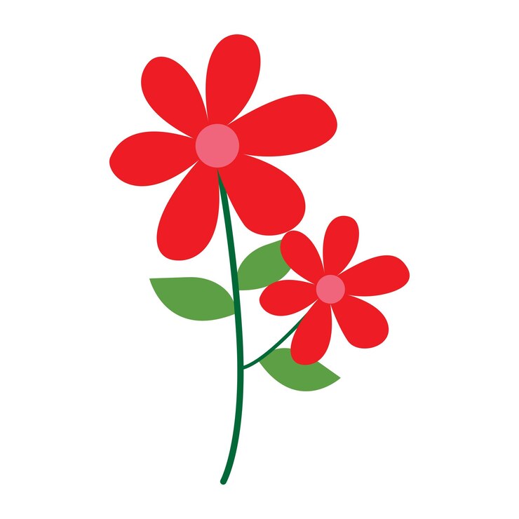 Lindo vector de flores rojas Flor en el tallo Ilustración sencilla de flores para fondo decorativo