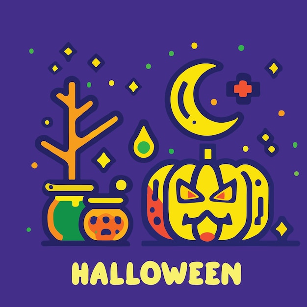 Lindo vector Halloween iconized ilustración Fondo aislado Diseño vectorial