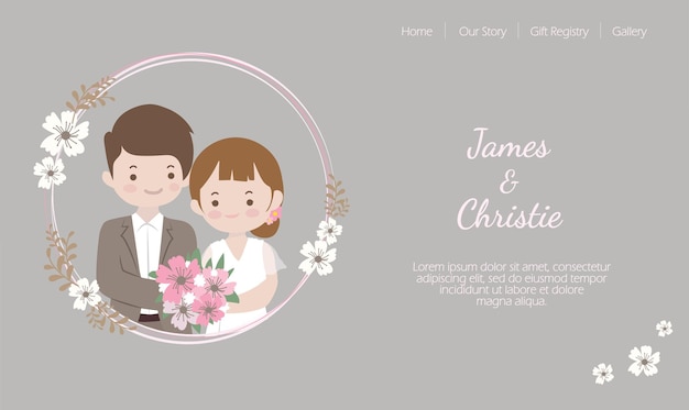 lindo vector de ilustración de invitación de boda