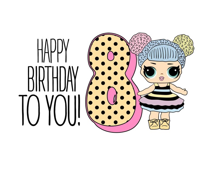 Vector lindo vector lol muñeca con cabello negro y rosado y grandes ojos negros diseño para bebé niña camiseta decoración cumpleaños invitación libro para colorear moda infantil moderna