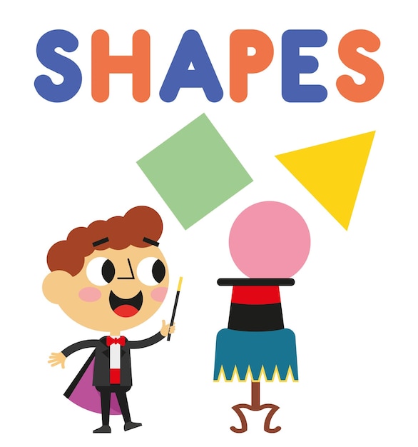 Lindo vector de mago sobre el tema de las formas para niños