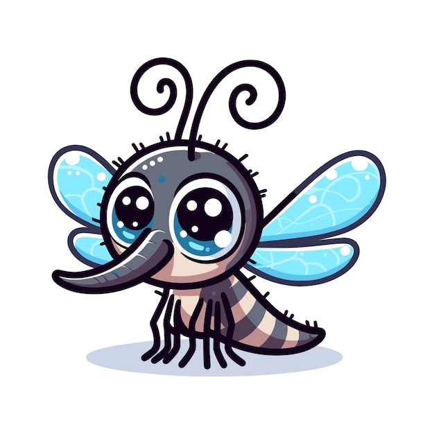 Lindo vector de mosquito sobre un fondo blanco