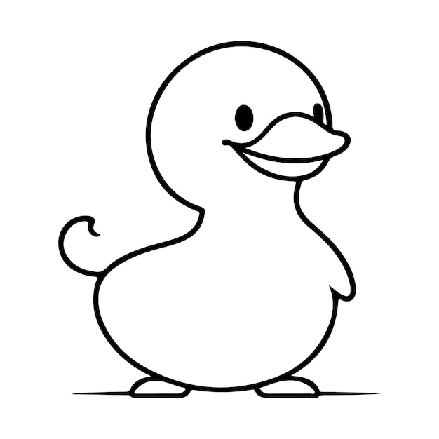 Lindo vector de pato ilustración en blanco y negro Fondo blanco Mascotas Animales