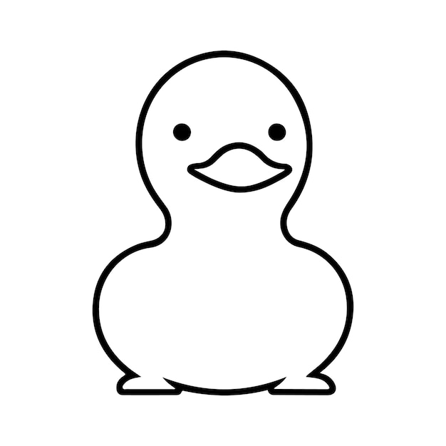 Lindo vector de pato ilustración en blanco y negro Fondo blanco Mascotas Animales