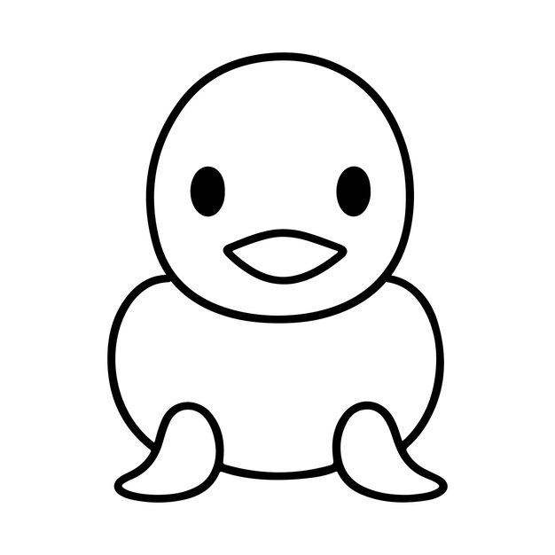 Lindo vector de pato ilustración en blanco y negro Fondo blanco Mascotas Animales