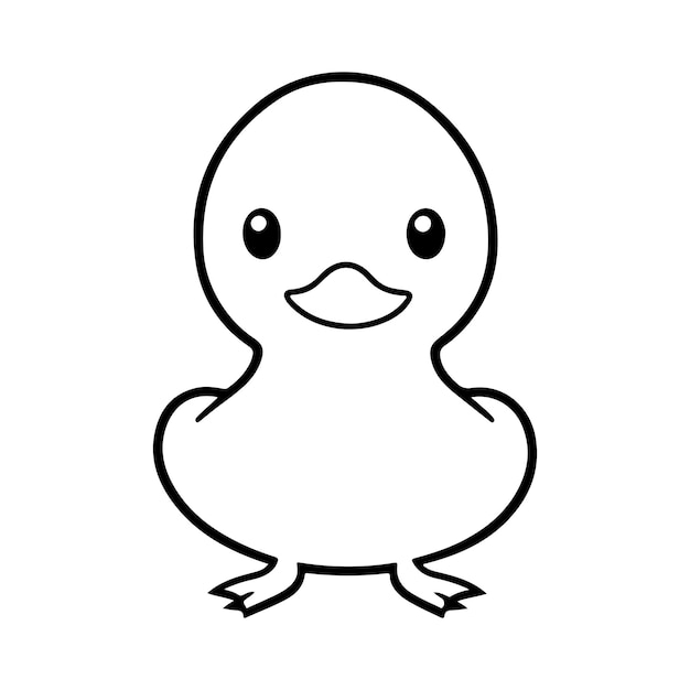 Lindo vector de pato ilustración en blanco y negro Fondo blanco Mascotas Animales