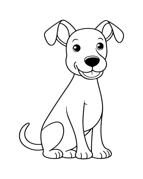 Lindo vector de perro_ Páginas para colorear perro_ Perro en blanco y negro_ Ilustración de perro