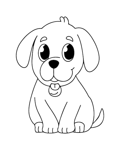 Lindo vector de perro_ Páginas para colorear perro_ Perro en blanco y negro_ Ilustración de perro