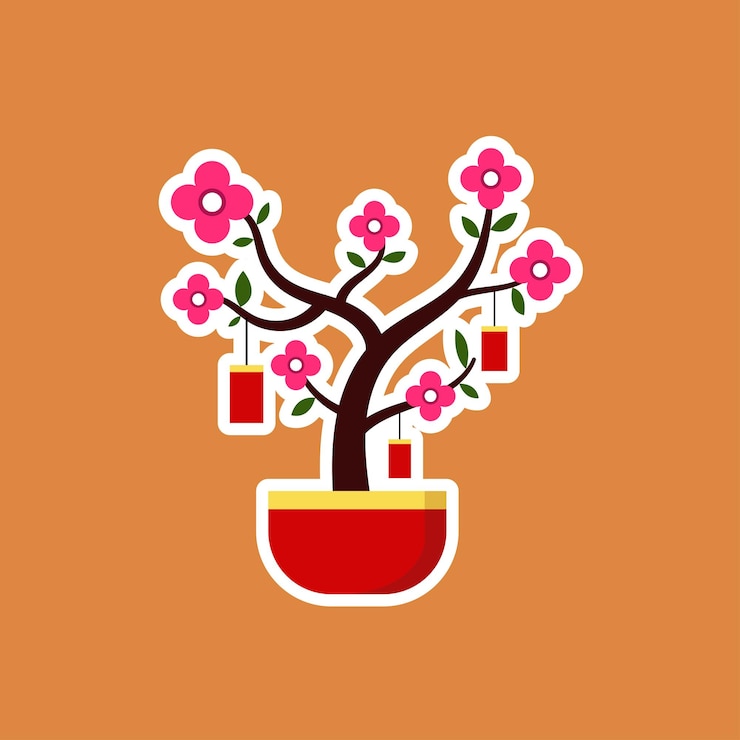 Vector lindo vector de plantas para las celebraciones del año nuevo chino
