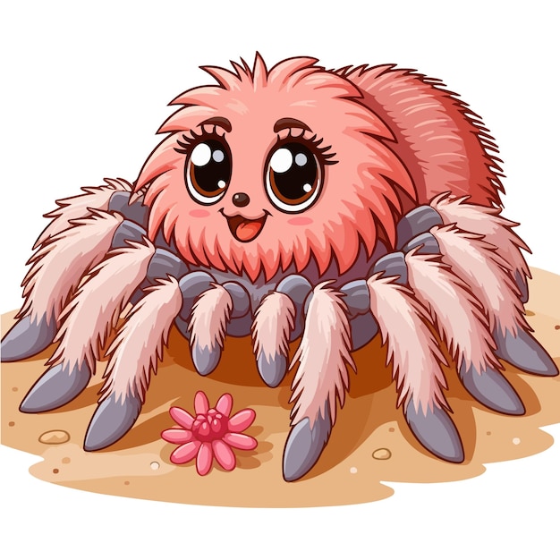 Vector lindo vector de tarántula ilustración de dibujos animados