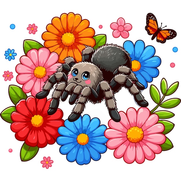 Lindo vector de tarántula Ilustración de dibujos animados
