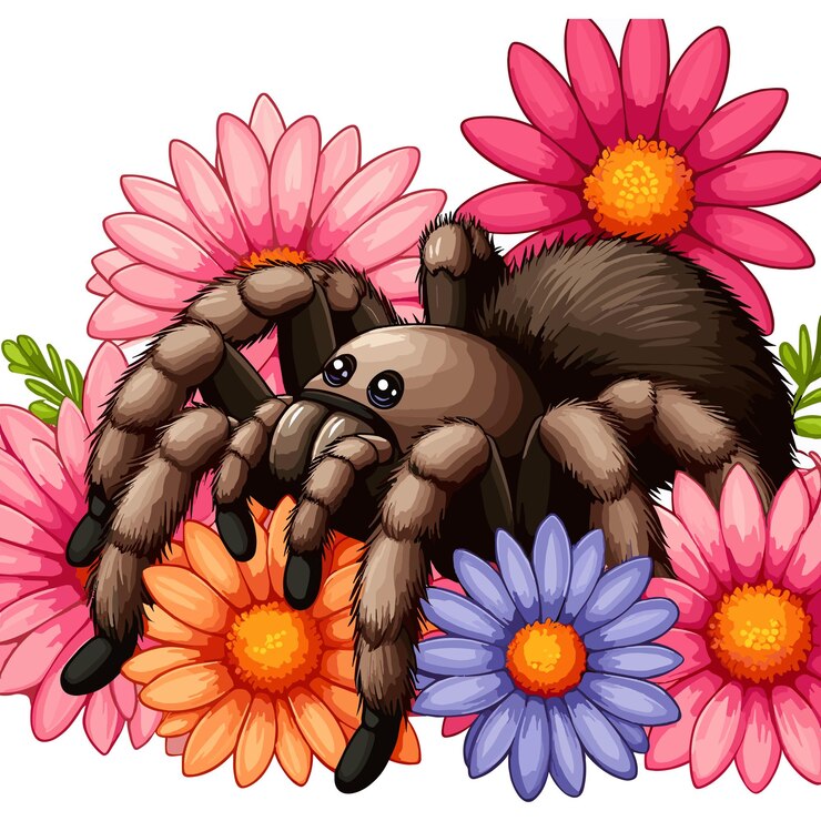 Vector lindo vector de tarántula ilustración de dibujos animados