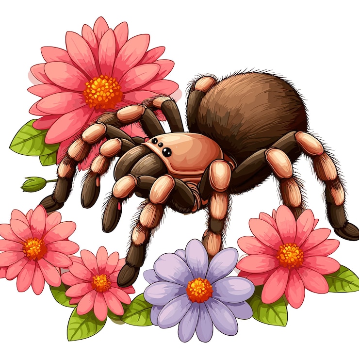 Vector lindo vector de tarántula ilustración de dibujos animados