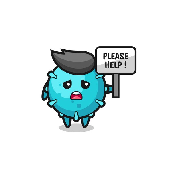 Lindo virus sostenga el lindo diseño de banner de ayuda por favor