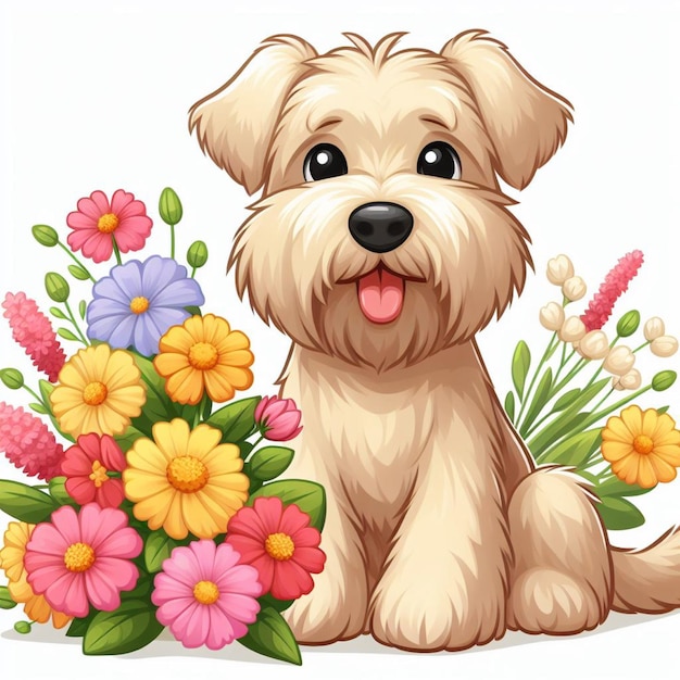 Lindo Wheaten Terrier El perro de dibujos animados de estilo vectorial de fondo blanco