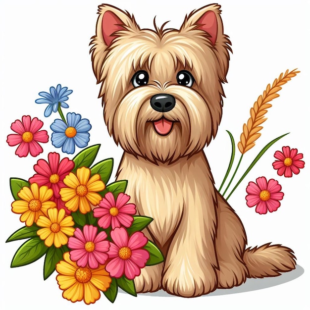 Lindo Wheaten Terrier El perro de dibujos animados de estilo vectorial de fondo blanco