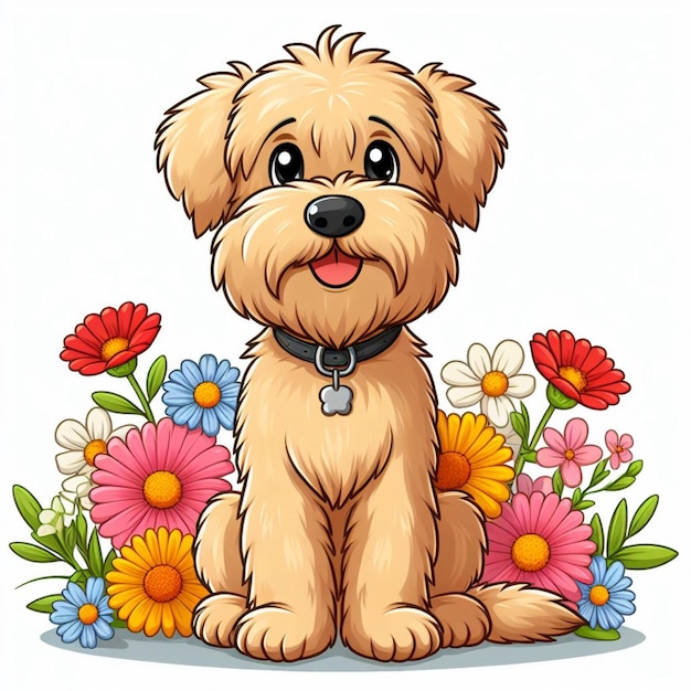 Lindo Wheaten Terrier El perro de dibujos animados de estilo vectorial de fondo blanco