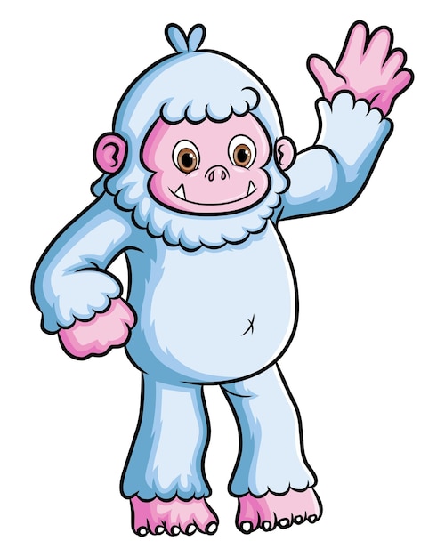 Vector el lindo yeti está levantando la mano y agitando la ilustración.