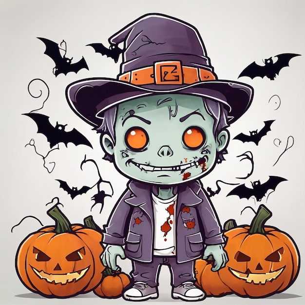 Vector lindo zombi de halloween