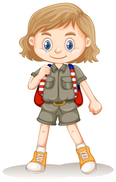 Un lindo Zoo Keeper en el fondo blanco