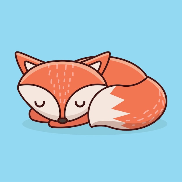 Lindo zorro durmiendo ilustración diseño de vector de personaje de dibujos animados