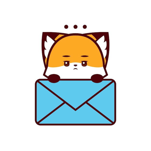 Lindo zorro con expresión aburrida sosteniendo un signo vectorial de icono vectorial icono vectoral logotipo