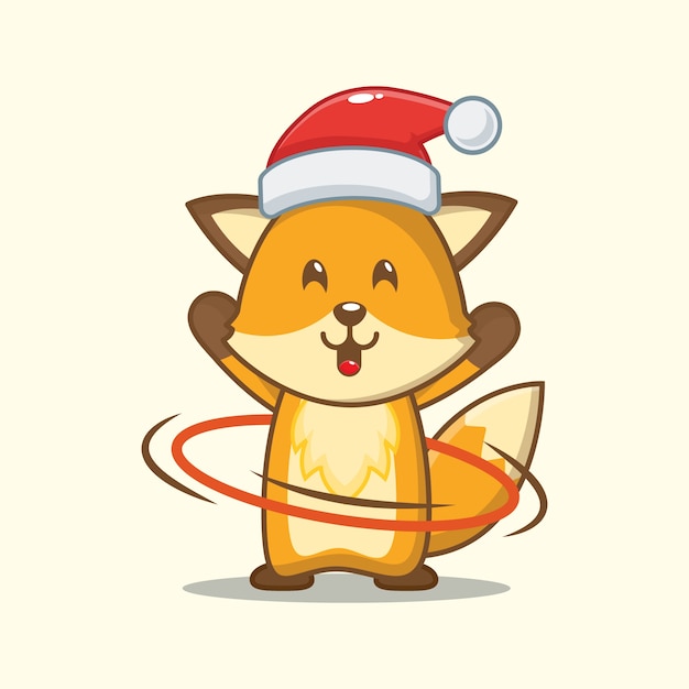 Lindo zorro con hula hoop. navidad ilustracion