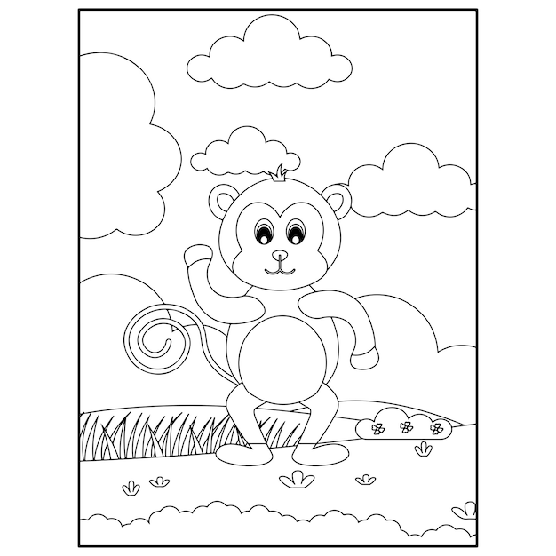 Lindos animales para colorear páginas para niños vector premium