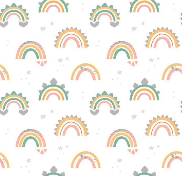 Vector lindos arcoiris en colores pastel estilo boho