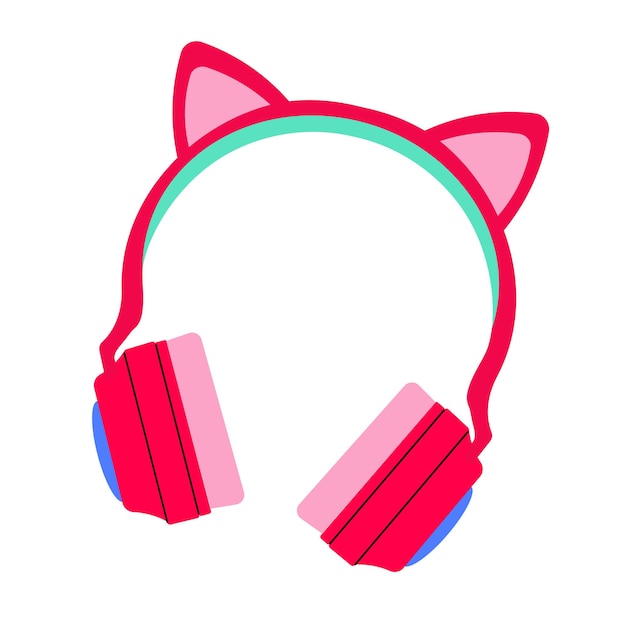 Vector lindos auriculares para orejas de gato al estilo de los años 90 y 2000 nostalgia elemento de diseño ilustración vectorial