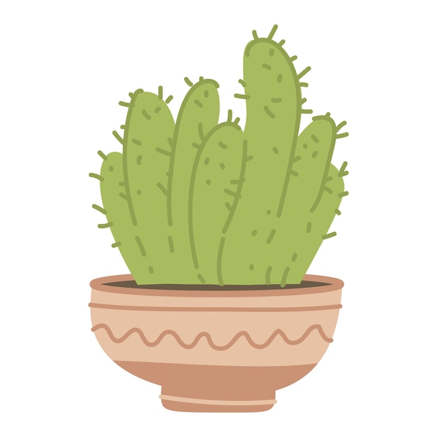 Lindos cactus y suculentas en maceta sobre fondo blanco Ilustración vectorial